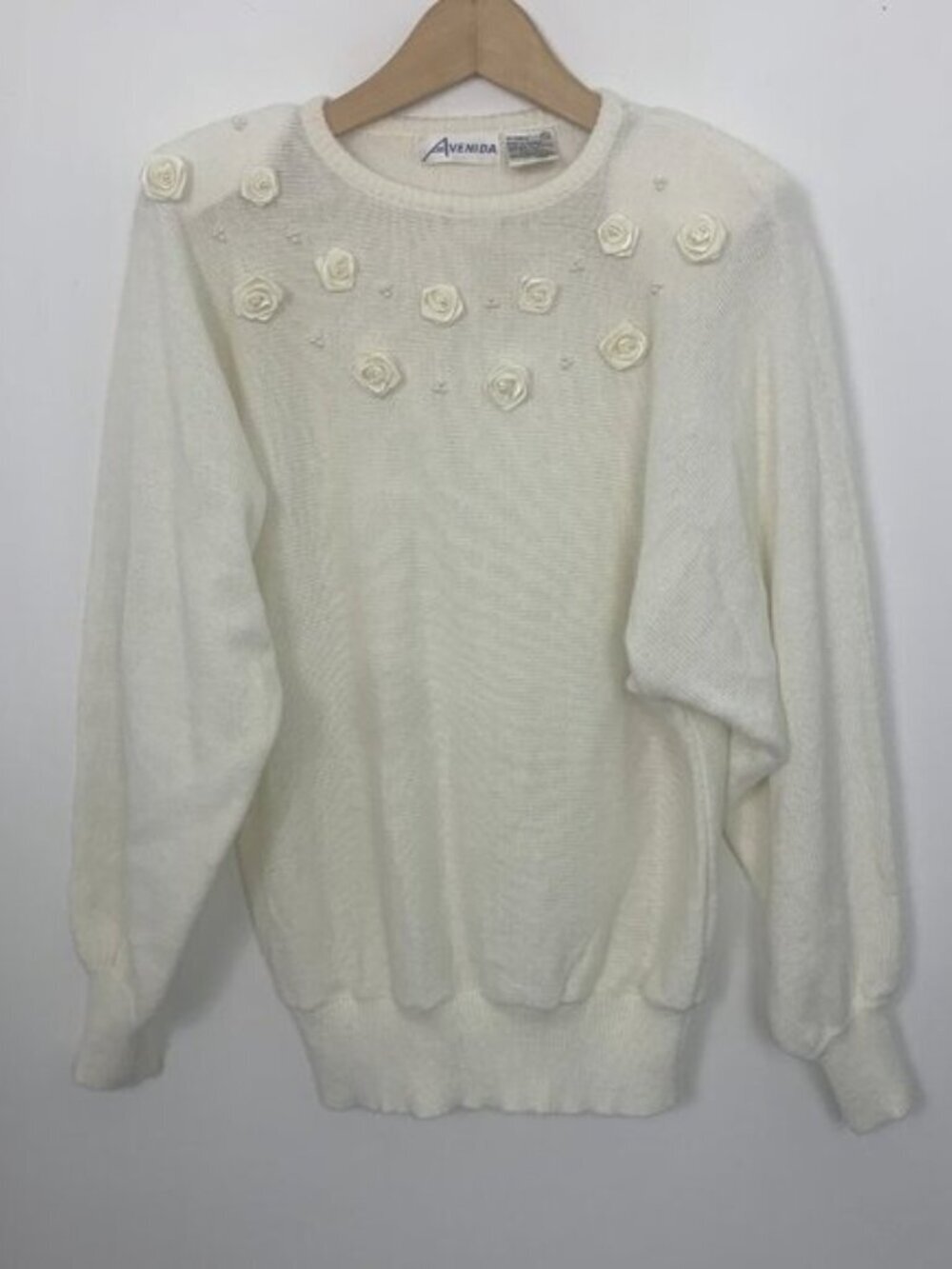Avenida Vintage Beaded Rosette Knit Sweater - Picture 3 of 6